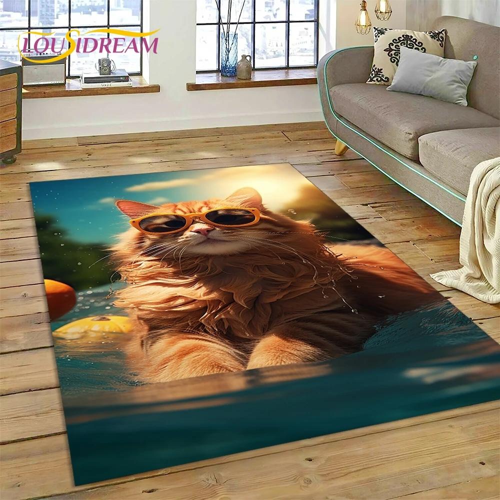 3D Persian Cat,Cute Calico Cat,Ragdoll Cartoon Rug Carpet for Living Room Bedroom Home Decor,Non-slip for Sofa  Doormat Gift Kid