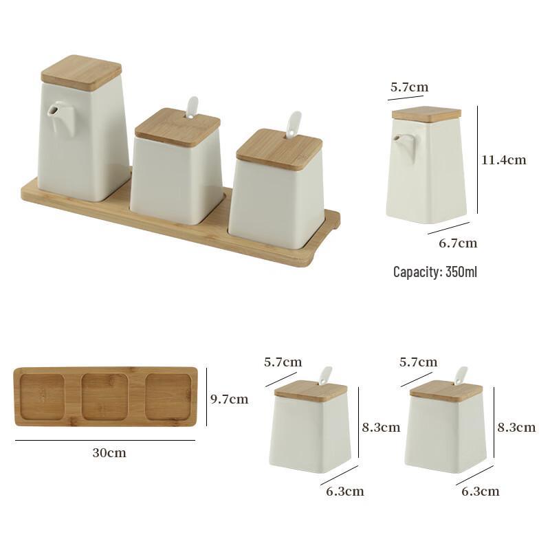 Qianxing Ceramic Condiment Jar & Oil Dispenser Set
