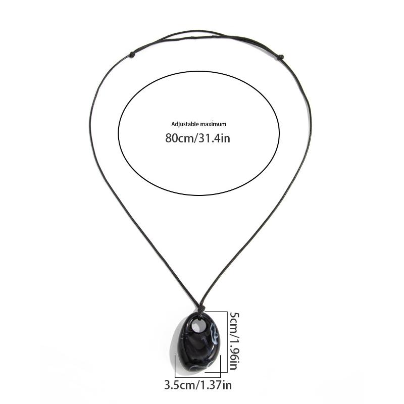 4 Colors Minimalist Wine Red Black Acrylic Long Pendant Necklace For Women Vintage Leather Rope Chain Sweater Chain New