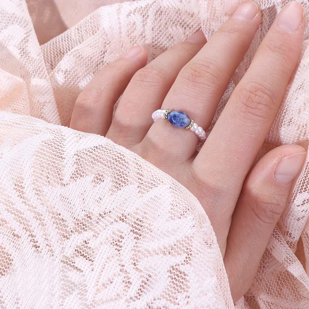 Personality Simple Korean Women Girls Pearl Ring Finger Rings Natural Stone Fashion Jewelry