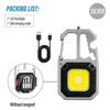 Mini Keychain Flashlight 6 Light Modes Torch Type-C Charging Multi-function Waterproof Fluorescent Magnetic Warning Camping Lamp