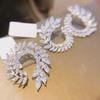 Elegant Leaf Stud & Hoop Earrings for Women - Trendy Micro-Inlaid Korean/Japanese Design with Unique Personality.