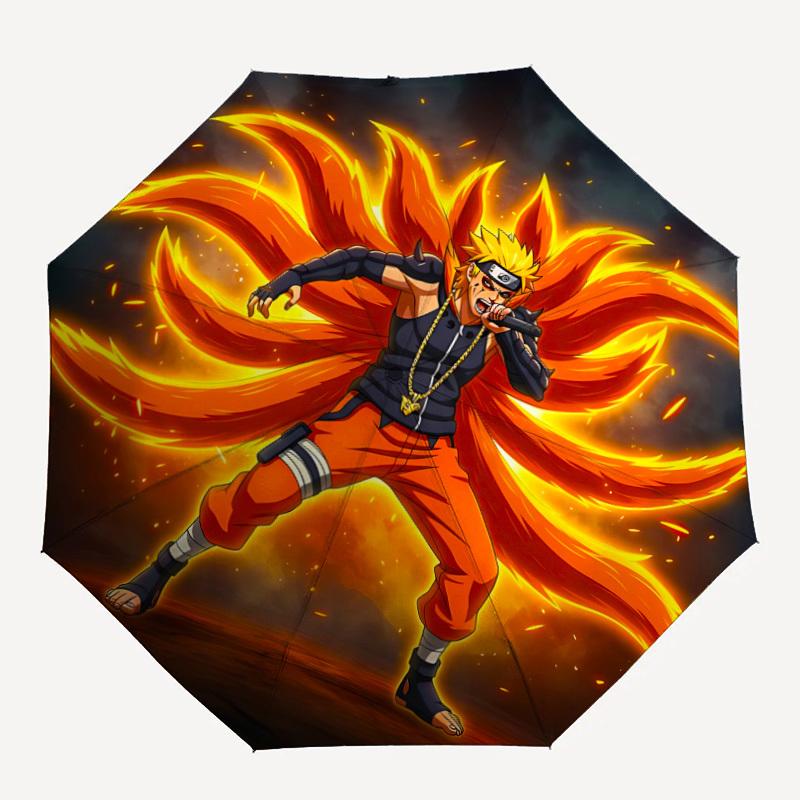 

1PC Naruto Nine Tails Print Umbrella, Featuring Automatic Folding, And Shielding. This Sturdy And Durable Umbrella with Eight Ribs Is Convenient for O
