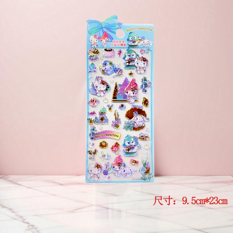 Kawaii KT My Melody Clown Fish 3d Relief Crystal Sticker Diy Mobile Phone Decor Sticker Student Hand Account Stickers Stationery