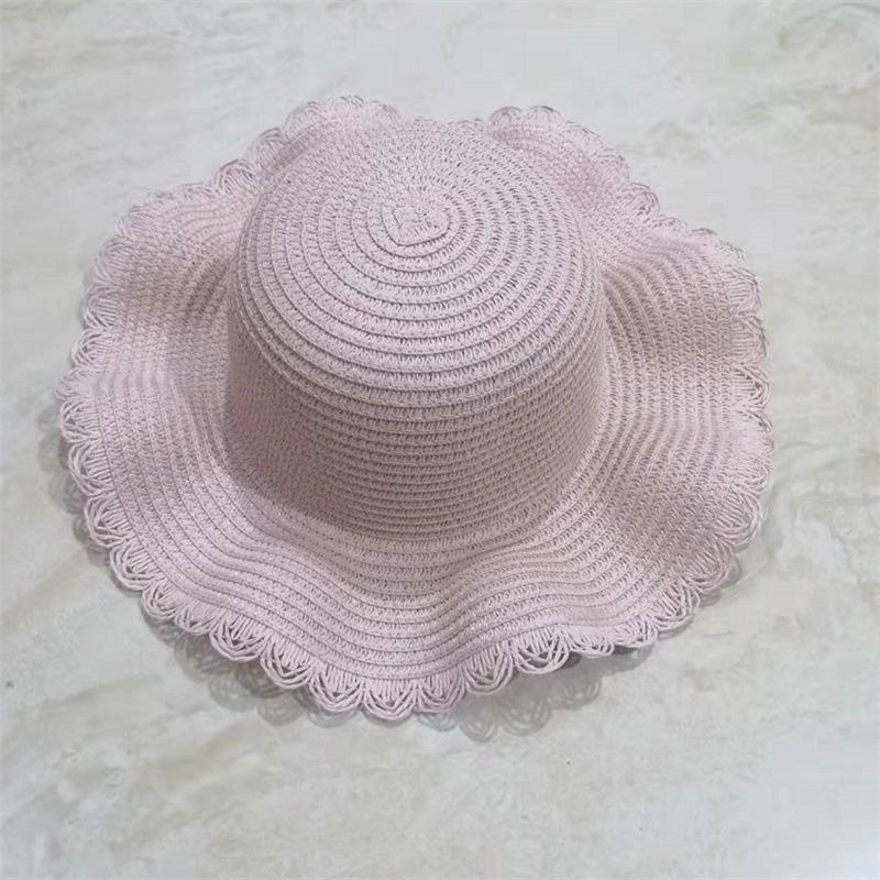 2020 Summer Parent-Child Bow Fisherman Hat with Wavy Edge and Cute Small Bag
