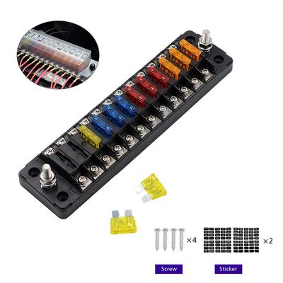 Fuse Box 12 Way DC12V-32V Automotive Blade Block Holder Way Screw Nut Terminal Fuse Box Holder for Car Truck Vehicle Marine Boat