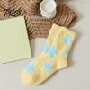 Warmth Retaining Sleep Socks Coral Fleece for Women, Soft Thermal Crew with Non-Binding Winter Gift Cold Feet Top, Fuzzy Cute Prints Autumn Velvet