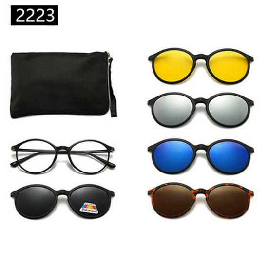 Cross-border TR90 Sunglasses Set: 1 Frame, 5 Polarized Lenses, Unisex, Trendy Driving with Pouch