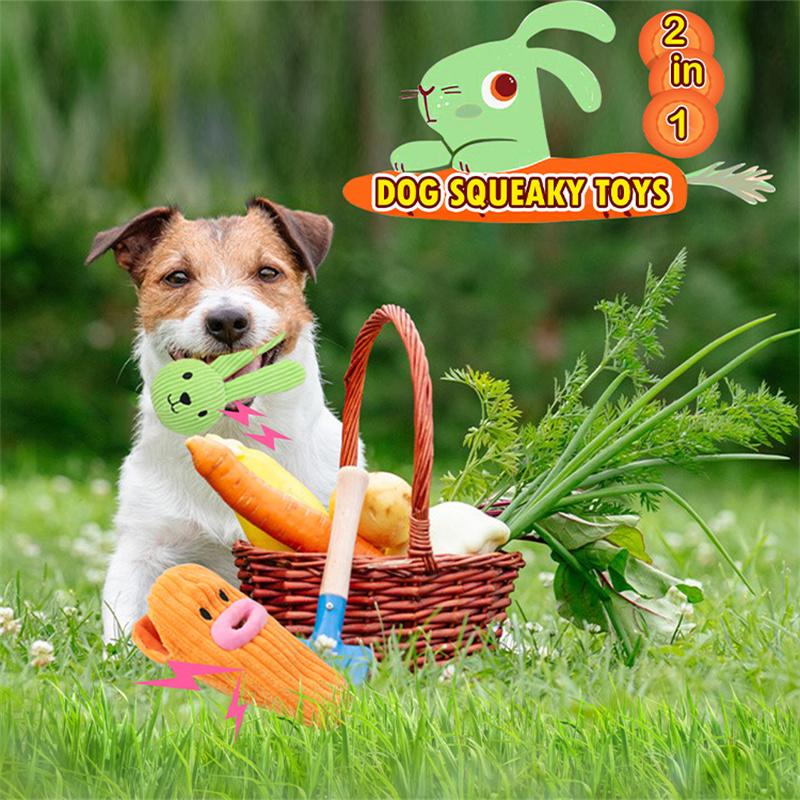 2 in 1 Cute Plush Snuffle Corn Caggabe Carrot Pet Toys Squeaky Interactive Toy for Dogs with Sound