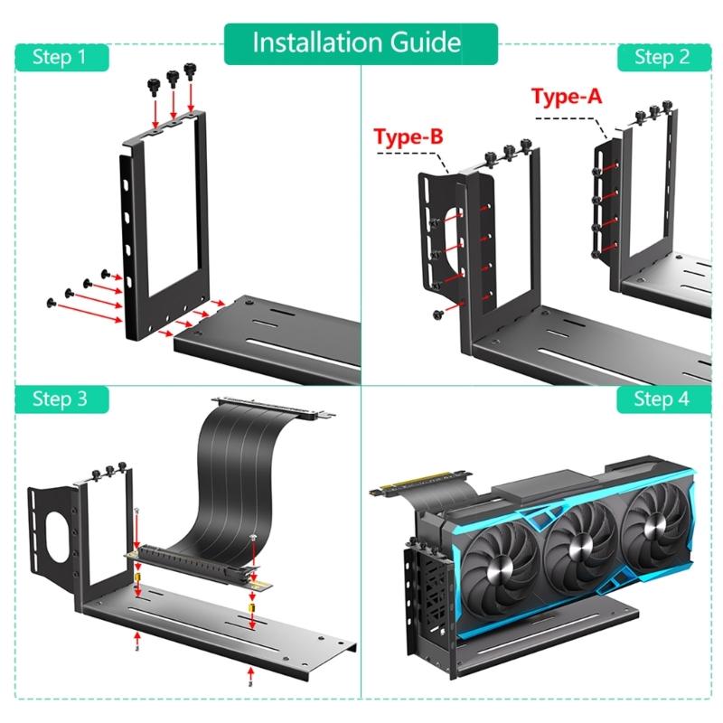 Vertical GPU Card Holder 3 Slot Metal Graphics Card Stand PCIE3.0 for Better Cooling Stability GPU Bracket