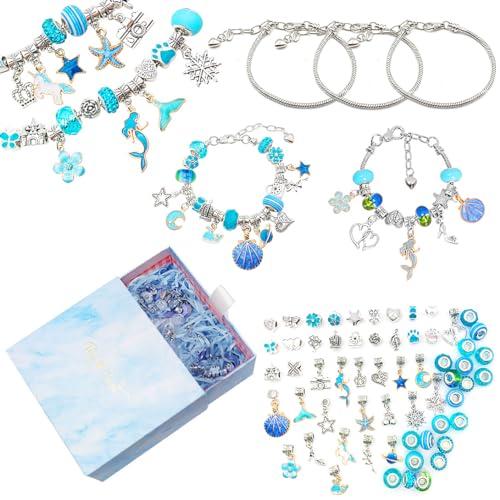 

Koonafy Beads Accessory Kit, Mermaid Charms with Storage Case, Blue, Easy to Use, Beautiful Pendant, DIY Bead Set, Jewelry Making Kit, DIY Craft Kit,