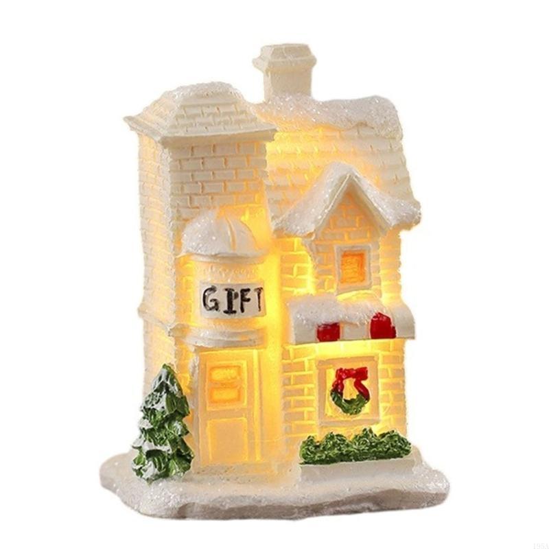 Miniature Resin Houses Chritmas  Light  Up  Building Figurine For Kids Holiday Gift  Seasonal Party Decoration