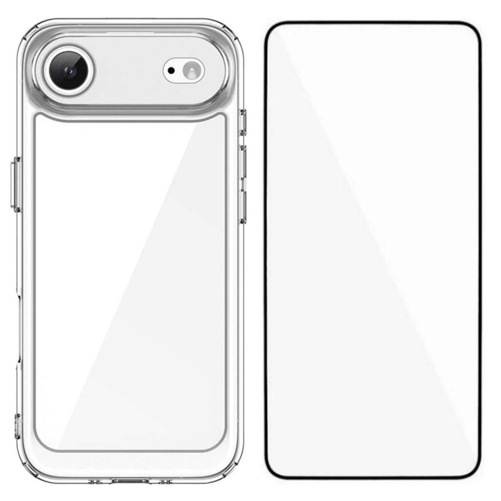 For iPhone 17 Air Back Cover WANLONFENG XC Series TPU Acrylic Phone Case with Tempered Glass Film