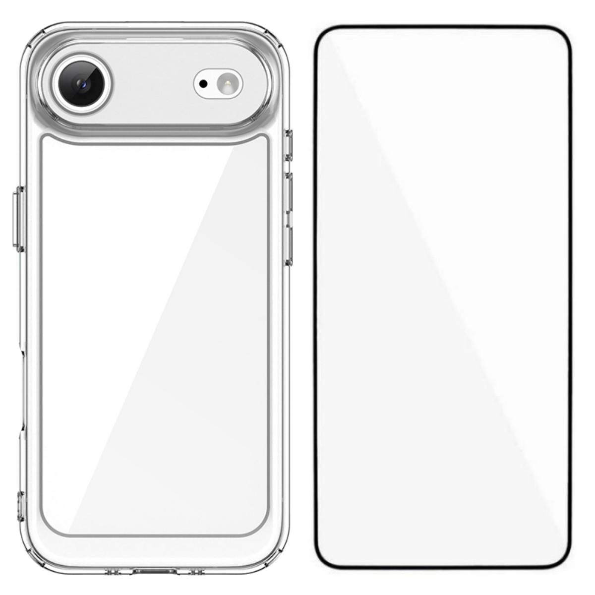 

Для iPhone 17 Air Задняя крышка WANLONFENG Серия XC ТПУ Акриловый чехол для телефона с пленкой из закаленного стекла Transparent