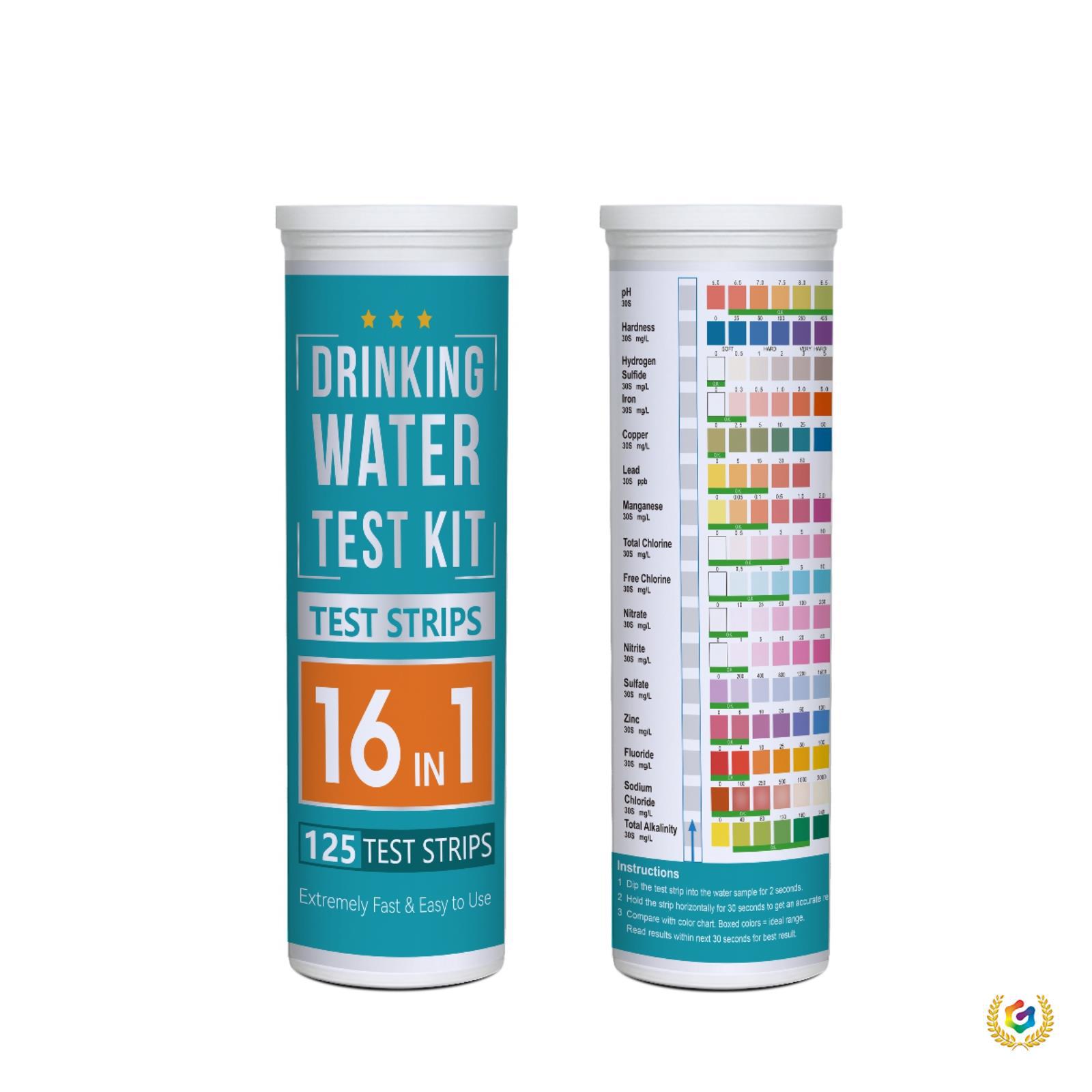 

17-in-1 Water Quality Test: 16 Parameters + E. coli; Results in 30 Seconds Chinese Version: 50 strips/tube, 2 E. coli bags
