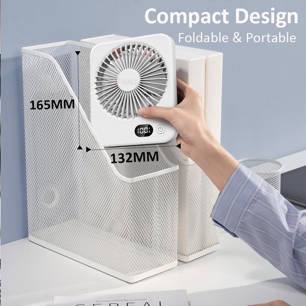 Portable Desk Fan Mini USB Rechargeable Fan Foldable Small Desktop Fan with Power Display Portable Table Fan for Home Office