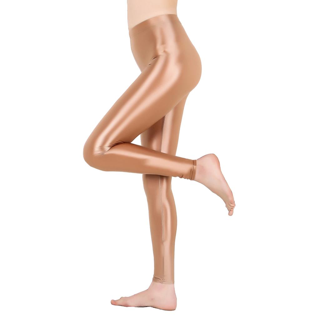 Women Shiny Metallic Stretchy Leggings Skinny Pants Gym Yoga Dance Running Cycling Sports
