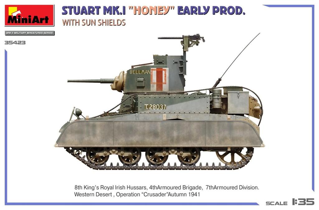 Miniart Stuart Honey Early Model with Sunshield Plastic Model Kit MA35423 1/35 Mk.I (Tank)