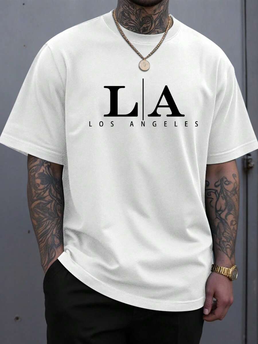 Unisex Letter Print Round Neck T-Shirt XL