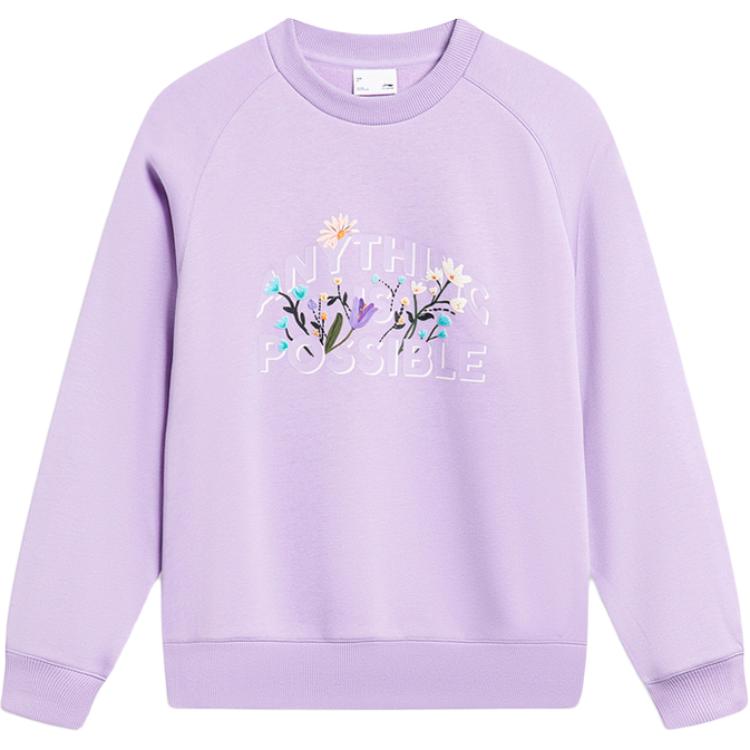 

Li Ning Серия Спортивный Стиль Жизни Принт Букв Круглый Вырез Удобный Дышащий Флис Свободный Свитшот Женский свитшот Розово-Фиолетовый AWDTA14-2 L