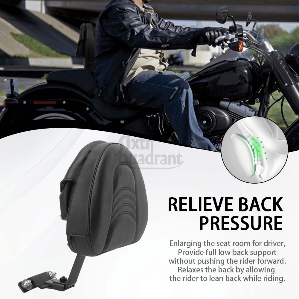 Motorcycle Accessory Rear Adjustable Driver Backrest Seat Black/Chrome Fit For Harley Heritage Softail Classic FLSTC 2007-2017