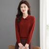 Women's Solid Color Turn-down Collar Thick Knit Top
