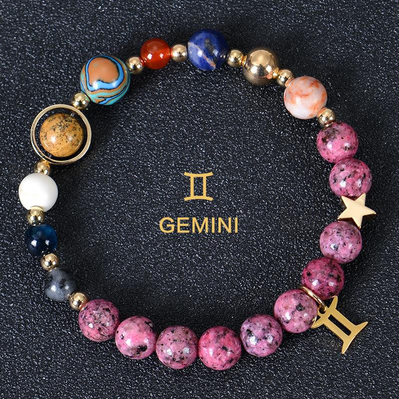 Eight Planet And Twelve Constellations Natural Stone Bracelets Matte Stone Bead Bracelet Planet 12 Constellations Bracelet