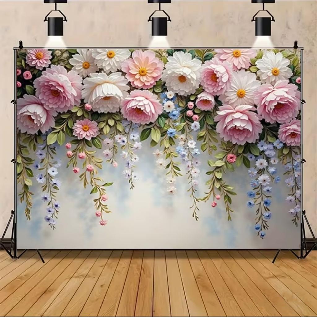 Floral Wall Theme Background Birthday Wedding Engagement Ceremony Party Decoration Abstract Flower Portrait Photography Studio