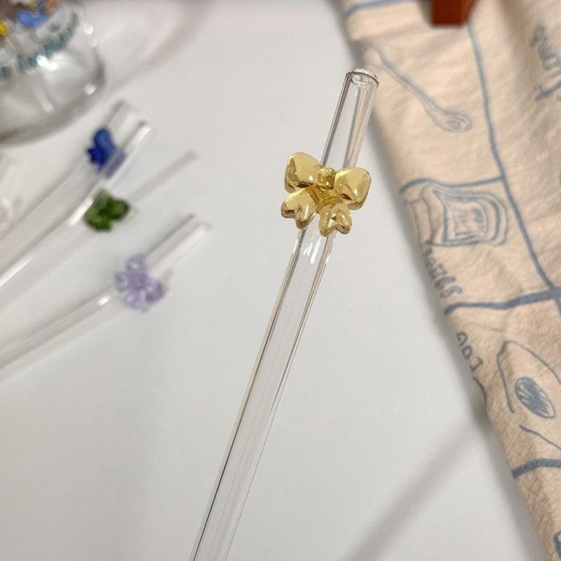 1 Stück 8mm Glasstrohhalm, Wiederverwendbare Trinkhalme Niedlicher Schmetterling Hitzebeständiger Strohhalm Für Festival Party Hochzeit Cocktailbar Strände