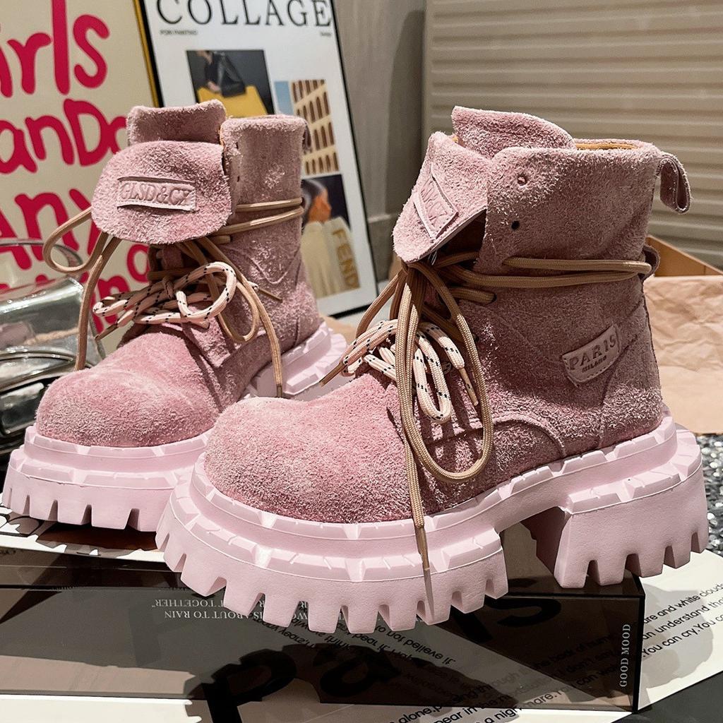 Martin Boots Big Head Matte 2025 Popular Candy Color Locomotive Boots Short Boots Handsome Tooling Babes Flat Shoes Women's Shoes