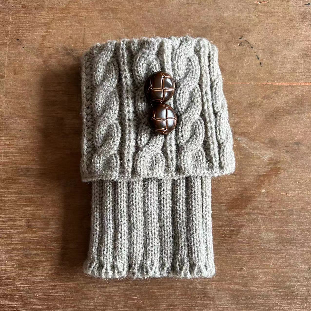 

Женские осенние и зимние теплые вязаные шерстяные гетры с рукавами для ног, женские модные свободные гетры в корейском стиле One size светло-серый