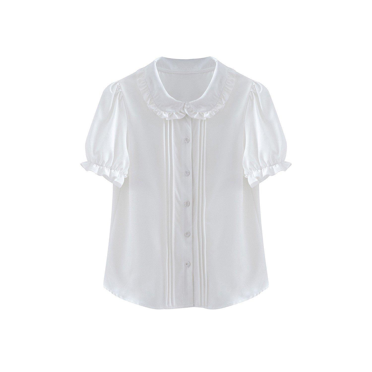 

Blouse Lolita Shirt Short Sleeve Top Summer Cute White Women s (S White) белый