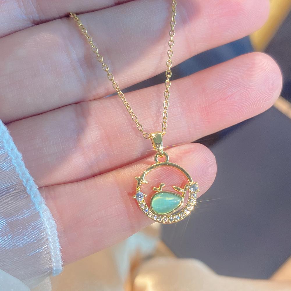 Light Luxury Full Diamond Inlaid Zircon Titanium Steel Clavicle Chain Fairy Versatile Delicate Necklace Gift for Girlfriend