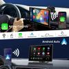 Srnubi 2.5K 9 inch Dash Cam Car DVR Wireless Carplay&Android Auto GPS Navigation Video Recorder Dashboard Dual Lens Wifi FM AUX