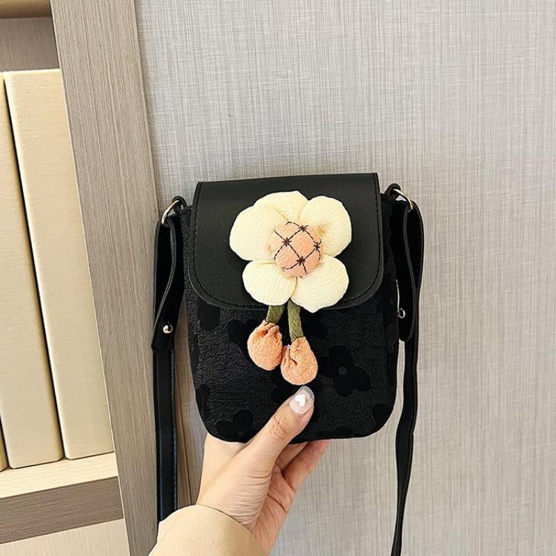 Girl Flower Small Bag Women's Summer New Trendy Casual Messenger Bag Fashion Shoulder Bag Small Square Bag