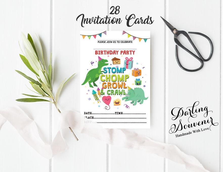 Darling Souvenir White Birthday Invitation Card Printable Fill or Write In Blank Invites Party Supplies Pack Of 28 5 X 7