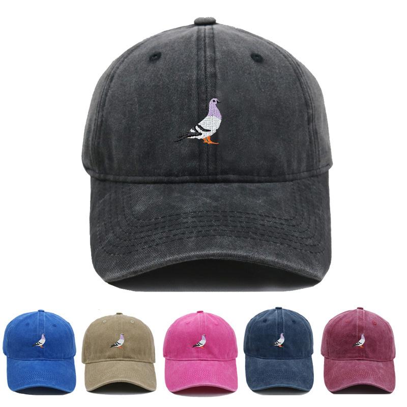 Pc Vintage Washed Pigeon Bird Embroidery Baseball Cap Unisex Adjustable Curved Brim Dad Hat Animal Lover Casual Outdoor Sun Hat