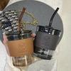 High Appearance Level Deer Cup Glass Water Cup Bamboo Joint Cup Coffee Beverage Straw Cup