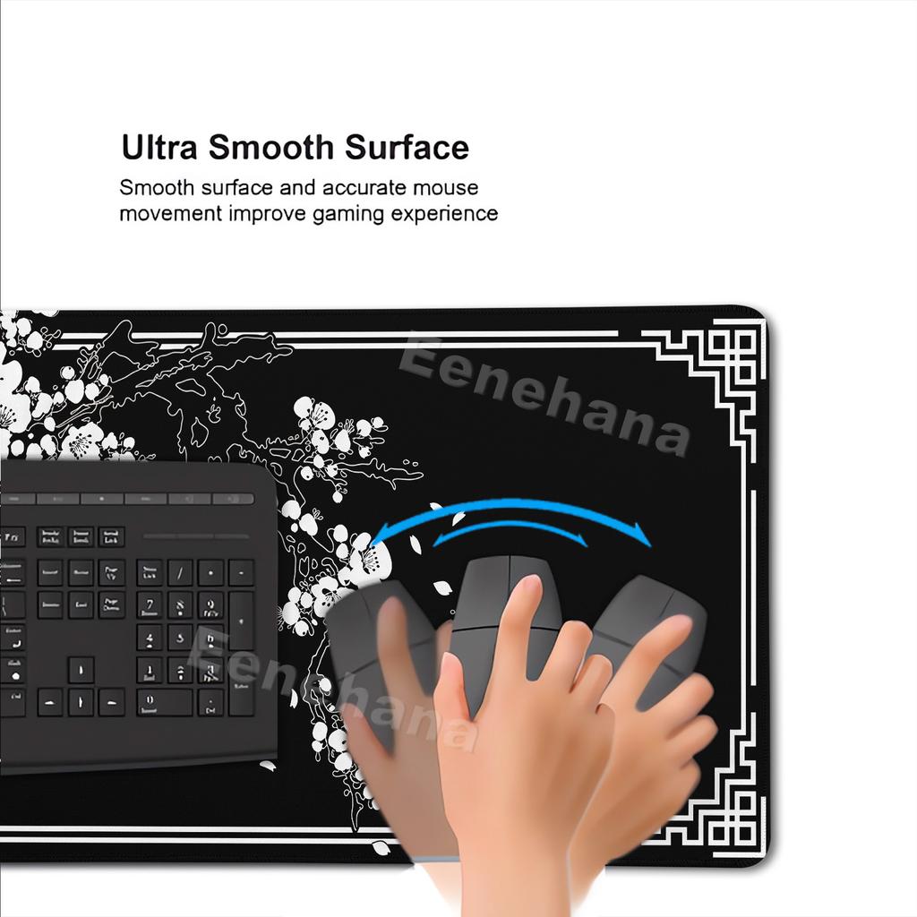 XXL Japan Cherry Blossom Mouse Pad Large Laptop Gaming Black & White Sakura Anime Office Carpet Gamer Keyboard Computer Deskmats