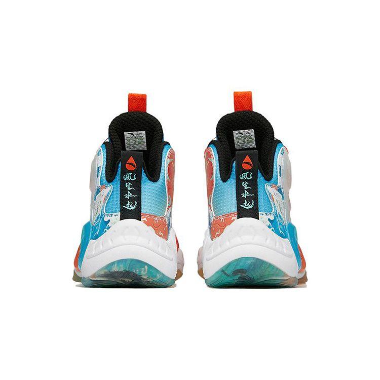 Anta Youth  Childrens Versatile Non-Slip Shock Absorbing Durable Mid-Top Basketball Shoes Kids basketball shoes Orange Black 312131120R-1