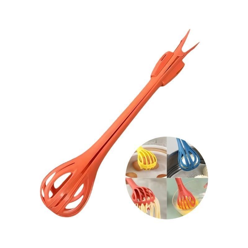 652F Multipurpose 2 in 1 Eggs Whisk and Tongs Ergonomic Handle ABS Easy Cleaning