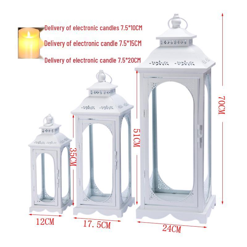 Европейский ретро-подсвечник из железа - Романтичный ветрозащитный напольный фонарь для свадеб