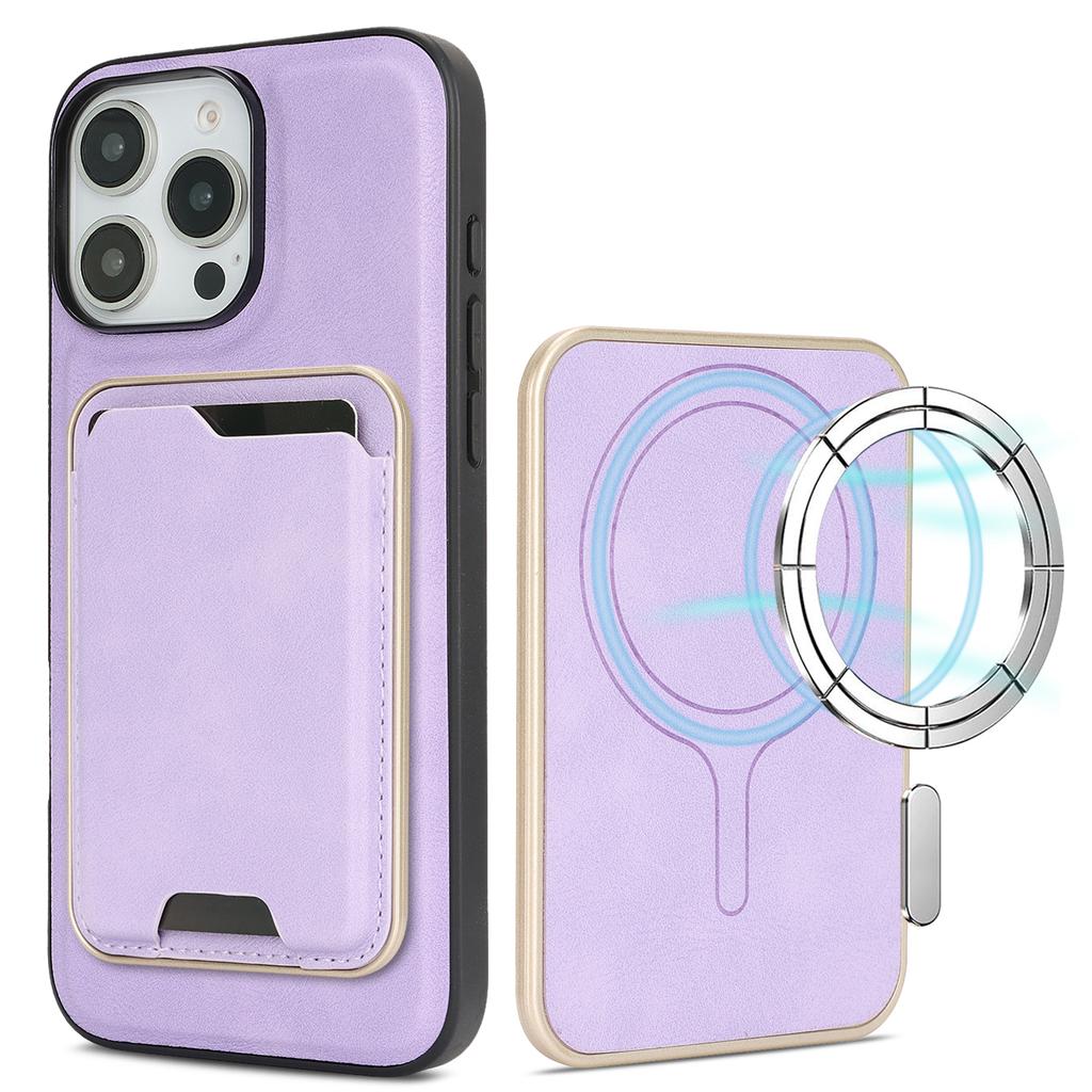 For iPhone 13 Pro Max Case Compatible with MagSafe Ultra Thin Card Holder PU Leather Coated TPU Cover