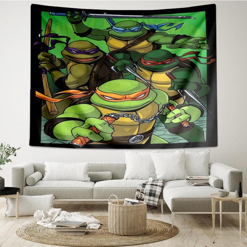 1PC Turtles Team Adventure Tapestry Accessories Playroom Tapestry, for Bedroom,Livingroom, Dormitory Room Wall Decor Fan Birthday Gifts