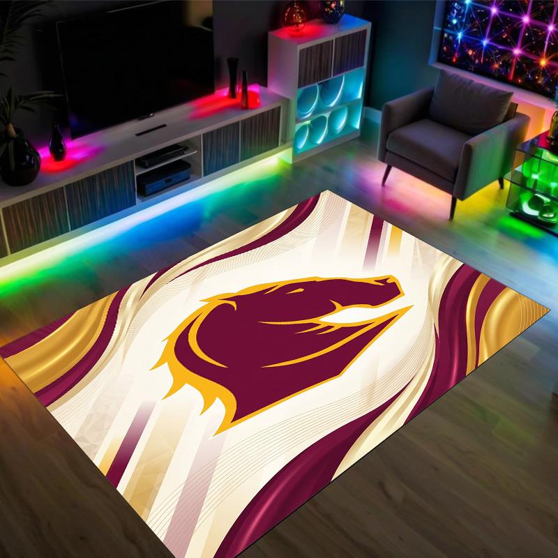 Brisbane Broncos Design Crystal Velvet Carpet Cozy Non?Slip Printed Rug For Bedroom Living Room Entrance