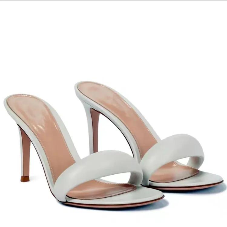 Fashion Brand Design Simple Solid Color Women's Slippers 2024 Summer New High Heel Black Gold Round Head Women's Sandals Size 34-46