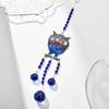 Decorative Owl Crystal Suncatcher with Blue Evil Eye Design and Glass Beads, Hanging Window Ornament (1 Owl)