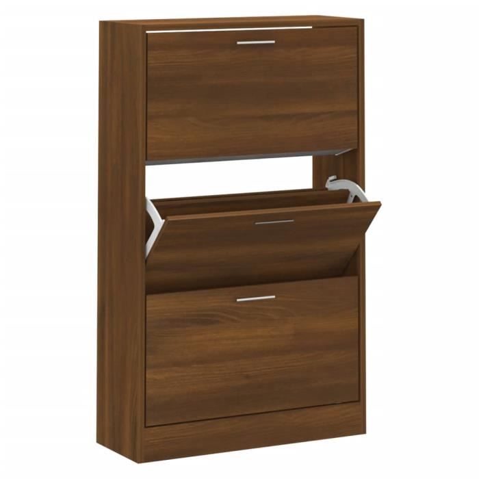 342557 vidaXL Shoe Cabinet Brown Oak 63x24x103cm Engineered Wood