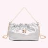 Women PU Butterfly Handbag Fashion Shoulder Bag Pearl & Chain Strap Stylish Messenger Bag Solid Color for Party Vacation