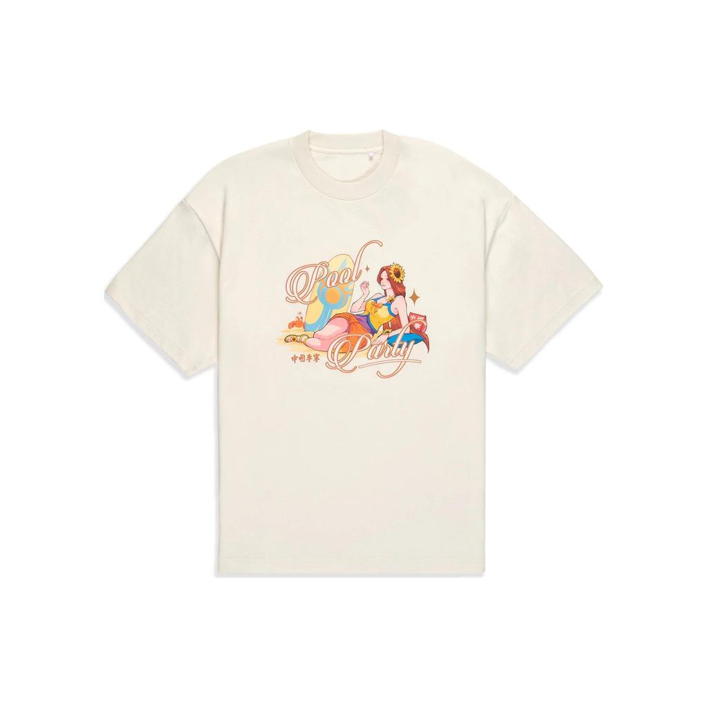 Li Ning X League Of Legends Pool Party Collaboration Comic Character Print Loose Short Sleeve T-Shirt Unisex T-Shirt Off-White AHST865-10